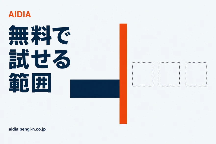 左から伸びるネイビーの太い帯が中央のオレンジの縦の壁で止まり、その右側には点線で描かれた空の長方形が3つ並んでいる図